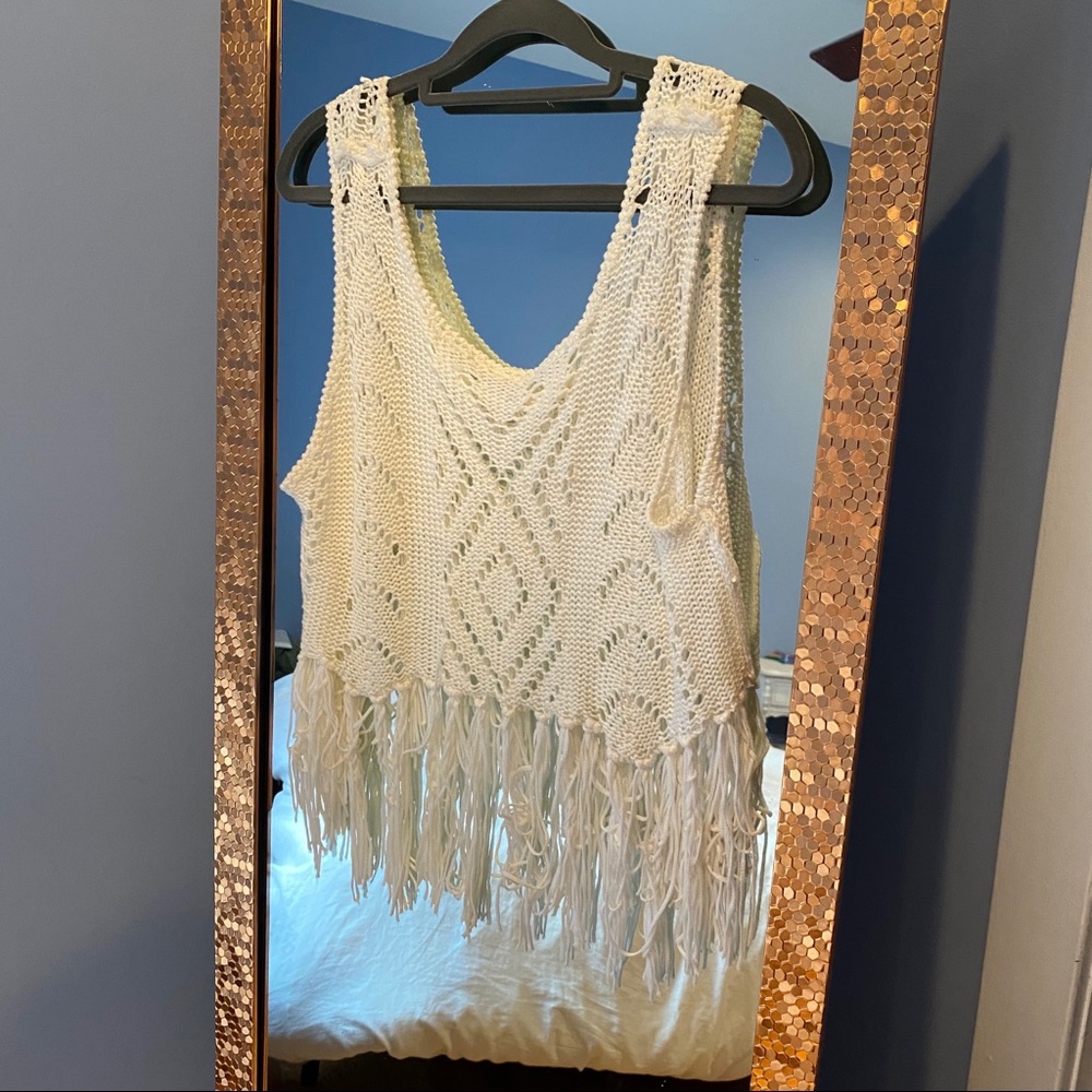 white crochet coverup